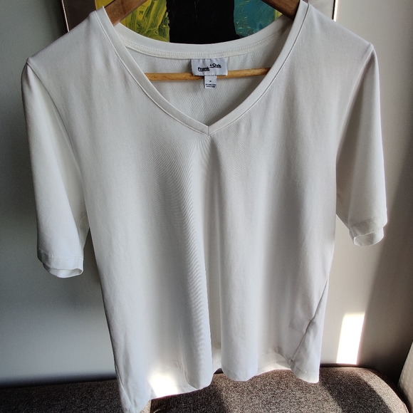 Frank & Oak V-Neck T-Shirt in White - Picture 3 of 6